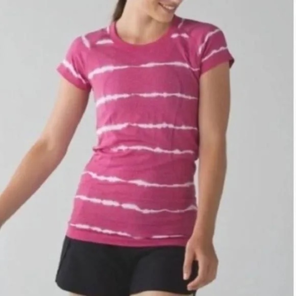 Lululemon pink tie dye stripe swiftly T Shirt